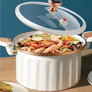 Enamel Double Handle Casserole Pot, 1 Count Non-stick Multi-functional Design Stockpot with Lid, Kitchen Cookware for Home Dining Room Picnic, Nonstick Pot