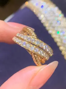 Fashion Criss Cross Design Artificial Zircon Decorated Ring, Elegant Glittering Ring, Elegant Jewelry for Party, Daily Clothing Decor, Trendy All-match & Exquisite Jewelry for Birthday Gift