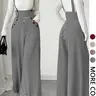 Women's Casual Button Strap Straight Leg Loose Oversized Overalls, Casual Style Jumpsuit, Fashion Versatile Commuter Wear, 1-Piece Jumpsuit