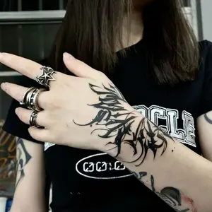 1pcs Irregular Dark Thorn Herbal Juice Tattoo Sticker Temporary Tattoo Gothic Sexy Hot Girl Arm Waterproof Fake Tattoo Men and Women Halloween Party Gift Waterproof Temporary Tattoos