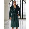 Emerald Green Hooded Royalty Robe, Soft Comfort Fleece Loungewear Bathrobe with Hood and pockets -Loungewear for men