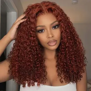 UNice 7x5 Bye-Bye Slip Wig Reddish Brown Burmese Curly Human Hair Glueless Lace Closure Wig with Drawstring Ready to WearBeginner Friendly