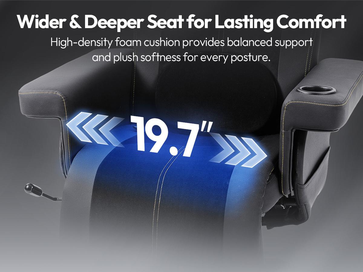 Dowinx Racing Style Gaming Recliner Chair with Massage Lumbar Support, Footrest, Cup Holder, Side Pouch, High Back Ergonomic Video Game Chair Reclining No Wheels Heavy Duty, Black Red Fabric/Leather