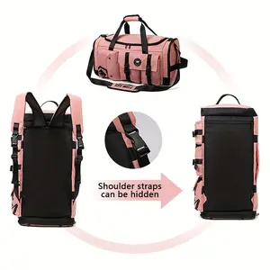 Unisex Shoulder Backpack, Hidden Strap Large Capacity Travel Backpack, Detachable Single Shoulder Crossbody Bag Strap, Multifunctional Sports Fitness Bag, Independent Shoe Compartment, Large Main Pocket, Front Storage Bag with Side Zipper Pockets, Multipl