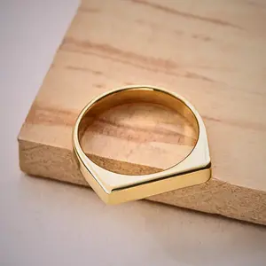 Minimalist Stainless Steel Ring – Polished Rectangle Fashion Accessory