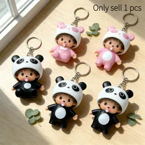 Panda Qiqi DIY Diamond Car Decor Keychain, Cute Panda Backpack Charm, Unisex PVC Material, Multiple Colors Available, Tiktok Viral Gift