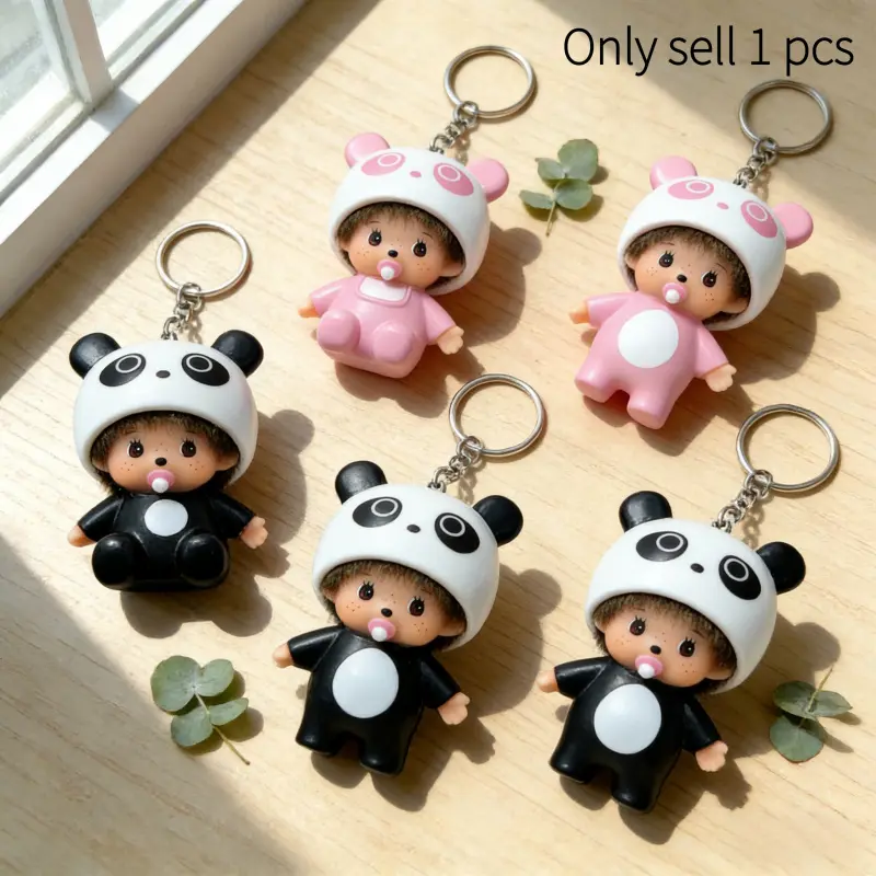 [tiktok Trend] Trendy Panda Qiqi DIY Car Dashboard Pendant, PVC Material, Backpack Hanging Toy, Keychain Charm, Key Charms, Cute Keychain Accessory, Gift Under $20, Unisex
