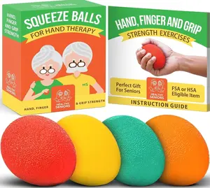 Squeeze Balls for Hand Therapy - Set of 4-Hand Exercise Balls for Arthritis & Carpal Tunnel - Stress Ball for Adults Therapy with Printed Guide Book and Videos