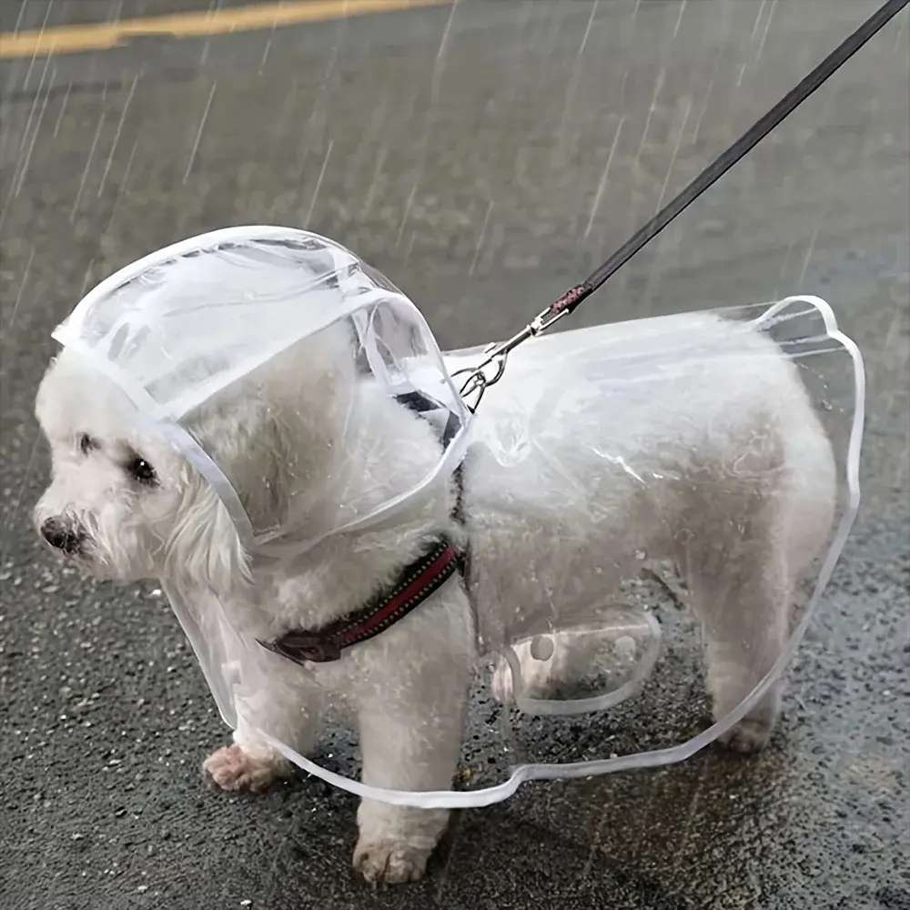 Transparent Waterproof Dog Raincoat, Raincoat for Small and Medium-Sized Dogs, Teddy and Bichon Frise Dog for Rainy Days Walking