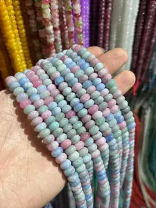 5x8mm Natural Stone Beads, 72pcs Colorful Alashan Abacus Beads, Hole Design for Stringing, DIY Jewelry Making, DIY Beading, Craft Supplies, Beads For Bracelets