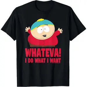 South Park Cartman Classic Fit T-Shirt Black Crew Neck Short Sleeve Casual Menswear Top Critically Acclaimed Design