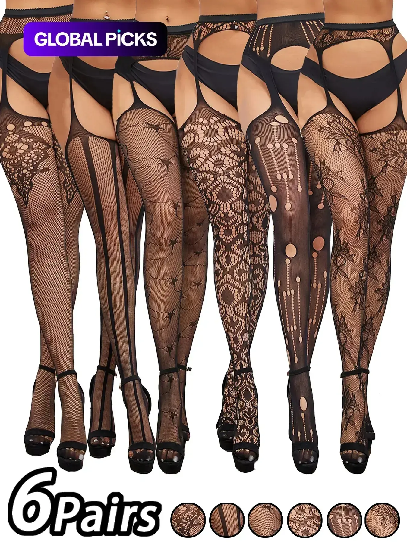 Women's Solid Graphic Floral Hollow Out Sheer Garter Fishnet Stockings Sexy Comfy Breathable Thigh High Stockings for Party All Seasons Soft Breathable Lingerie Womenswear Thigh Highs