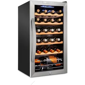 Schmécké 24 Bottle Compressor Wine Cooler Refrigerator w/Lock - Large Freestanding Wine Cellar For Red, White, Champagne or Sparkling Wine - 41f-64f Digital Temperature Control Fridge Stainless Steel