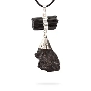 AYANA Black Tourmaline and Kyanite Pendant For Women - Grounding & Protective, Ethically Sourced, Authentic Gemstones