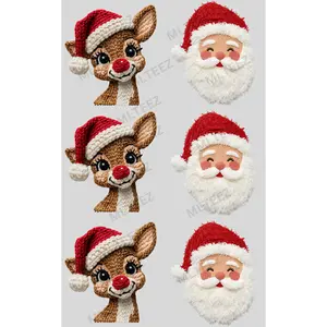 YARN BABY REINDEER & YARN SANTA (1) (ADULT) PREMADE GANGSHEET  - 22X36  DTF TRANSFERS - DIRECT TO FILM