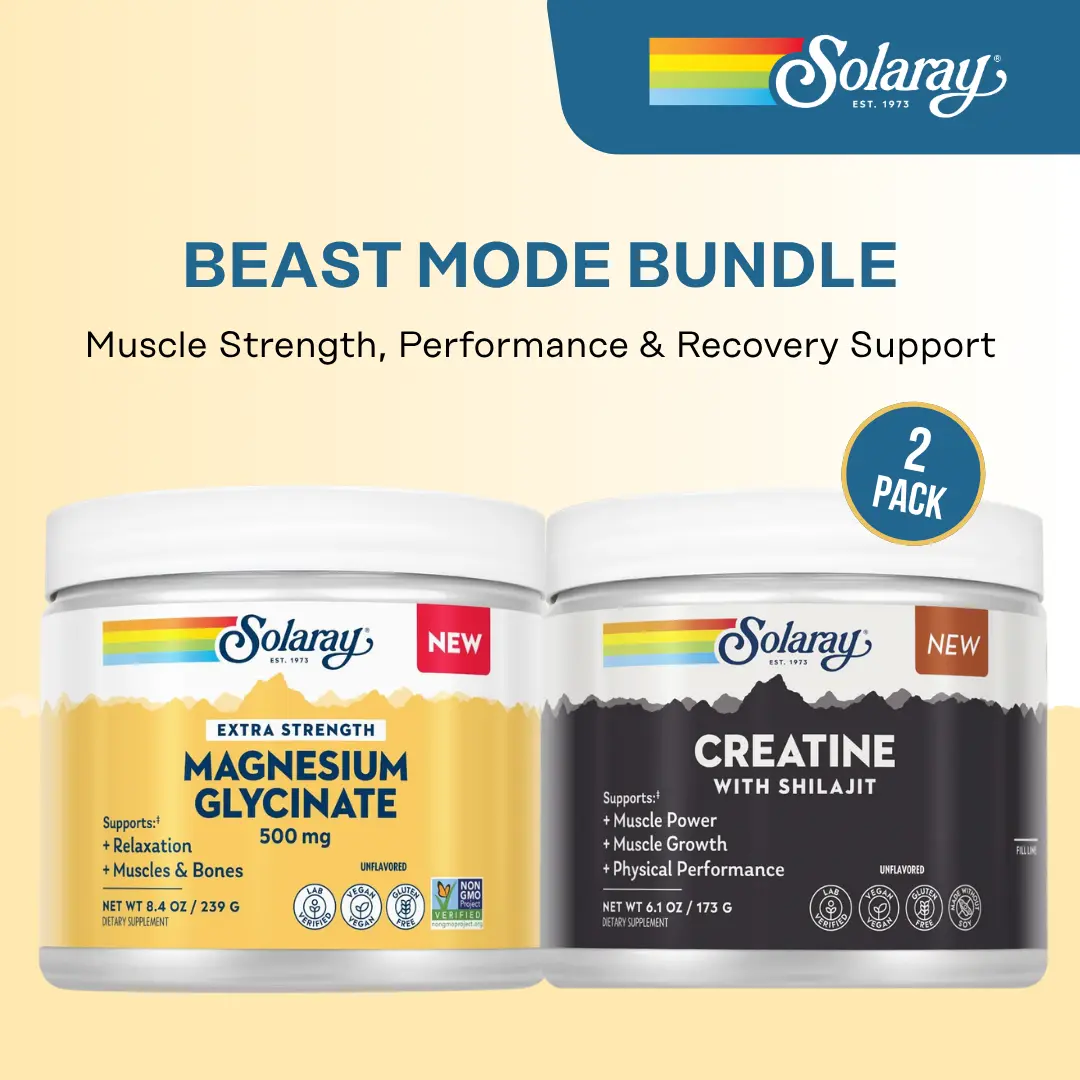 Solaray Beast Mode Bundle - Creatine with Shilajit (Unflavored) + Extra ...
