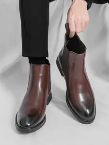 ONXITOM men's fashion shoes Men's Classic Ankle Boots with Round Toe Full Fit Chelsea Boots for Daily Wear Resilient Breathable Latex Insole Non-slip Wavy Rubber Outsole Black Footwear