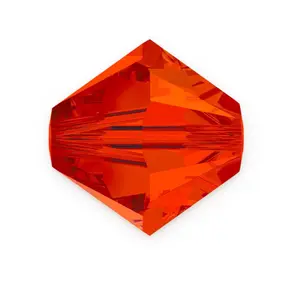 50pcs Preciosa Faceted Bicone Crystal Beads, Hyacinth Orange Red, 6mm, Hole ID 1mm, Pre-B617