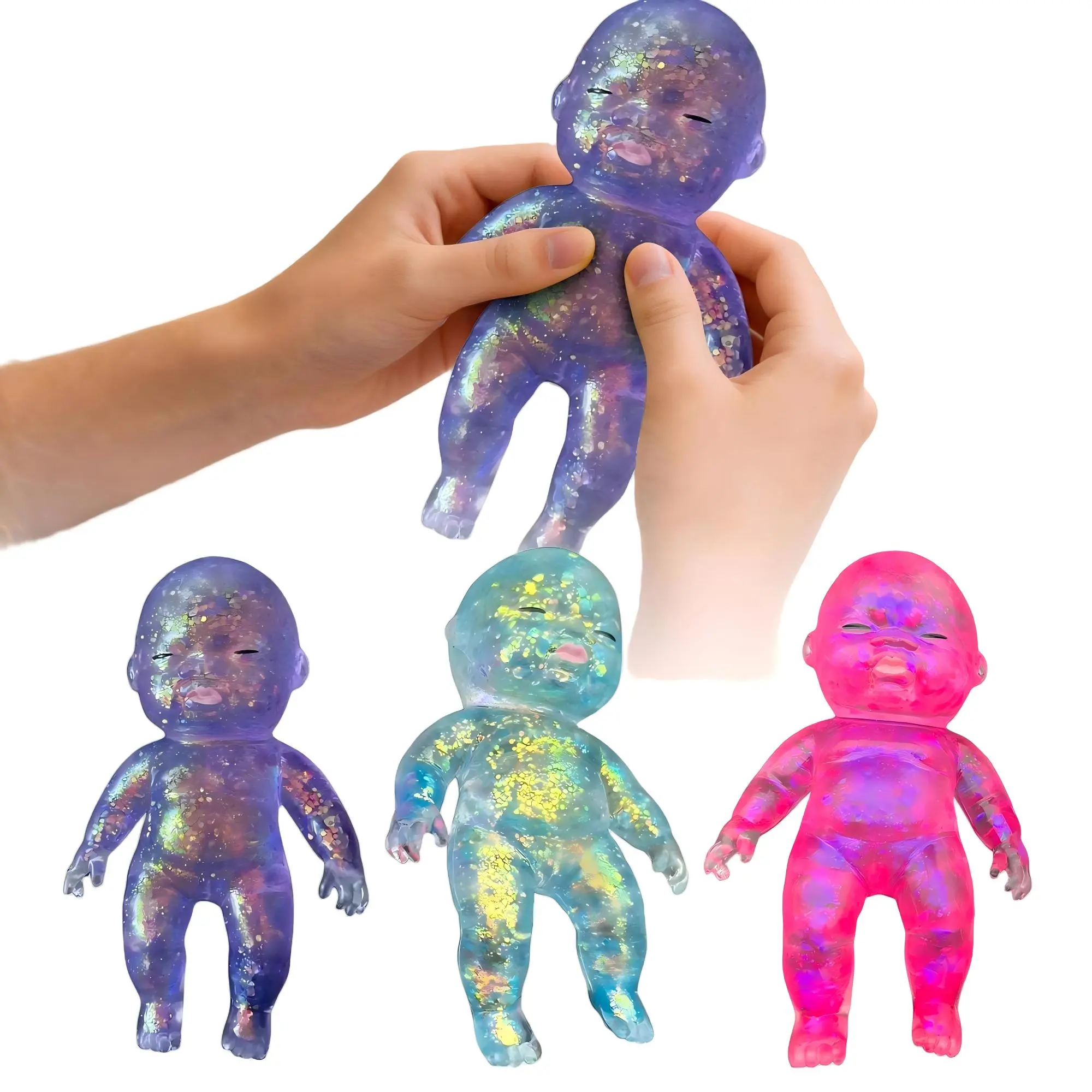 Squishy Babies Glitter Big Dancing UltraSquishy Soft Moldable Slow Rising Squeeze Sensory Fidget Stress Ball Anxiety Relief for Kids Adults Easter Basket Stuffers Christmas Stocking Stuffers Birthday Gifts