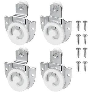 Sliding Closet Door Hardware Set, 4 Pack Sliding Wardrobe Door Hardware Roller Kit Includes Knob Adjustable Door Hooks and Screws