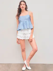 Women’s Layered Ruffle Shorts – Low Rise Cotton Cute Summer Bloomers Style