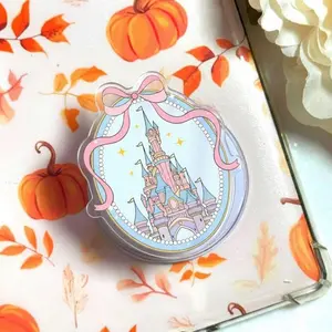 Pastel Princess Castle Phone Grip, Cute Fairytale Aesthetic Pop Socket, MagSafe Compatible Grip Stand, Girly Fantasy Holder for iPhone Android Kindle Gift