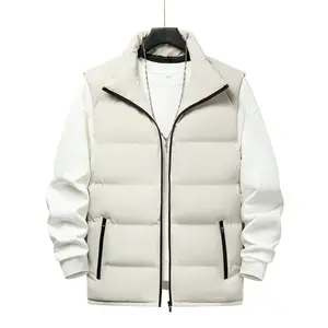Men's Autumn Winter Trench Coat Zipper Vest Heavyweight Puffer Bubble Vest Waterproof Windproof Stand Collar Lightweight Casual Sleeveless Jacket Men's Warm Top Multi jacket warm sleeveless jacket