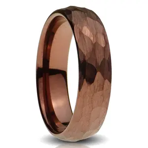 Brown Tungsten Ring, Hammered Finish - 6MM