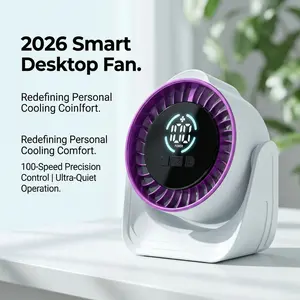 Desktop Fan Quiet Portable Fan Turbo Table Fan for Office Bedroom White noise fan Air Circulator Fan with 100 Speeds 120 °Adjustable Tilt Digital Display Low Noise Rechargeable Battery Wall-Mouted Design for Home Office Travel Small Table Fans