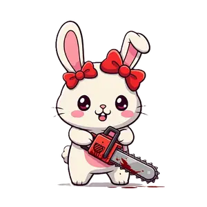 Adorable Hare Razor 4 bunny with a bloody chainsaw sticker