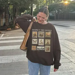 Respect The Locals Sweater Respect The Local Wildlife Crewneck Gift For Nature Lover Protect National Parks Postage Postal Stamp Gift For Women