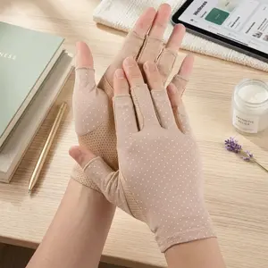 Women's UV Protection Sunblock Fingerless Driving Gloves - Non-Slip Outdoor Sports Gloves for Women Girls, Breathable Sun-Protection Gloves Perfect for Cycling, Running, Hiking, and Daily Use