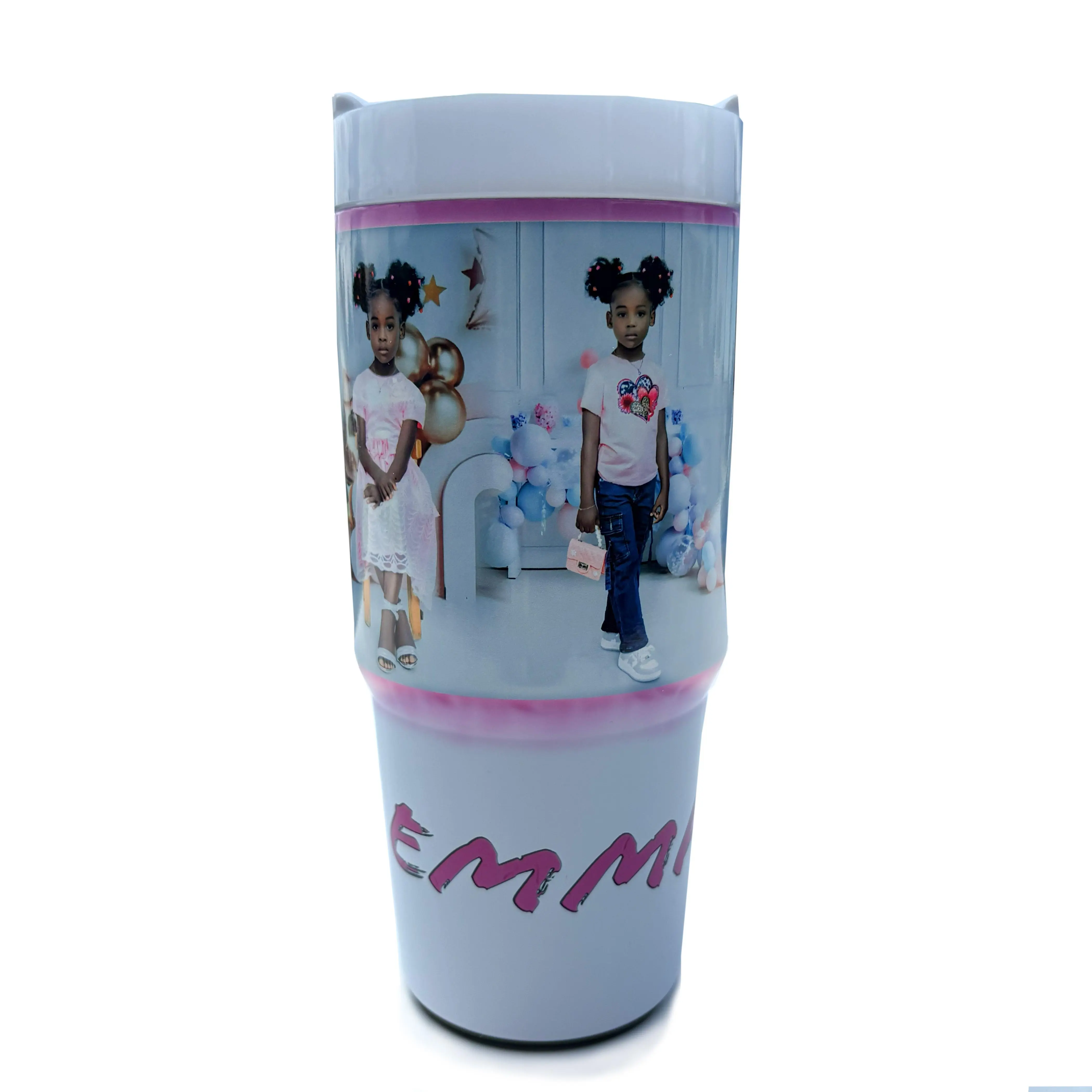 14 Oz Sublimation Tumbler with Handle and Straw for Kids, Stainless Steel 3 or 4 Photos