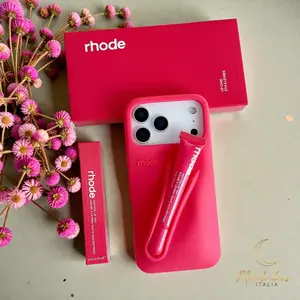 Rhode Lipstick Holder Phone Case for iPhone 11–17 Series ; Shockproof Silicone Protective Cover ; Stylish Beauty Phone Case for Girls