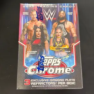 WWE 2026 Topps Chrome trading cards (7 packs, 4 cards per pack)