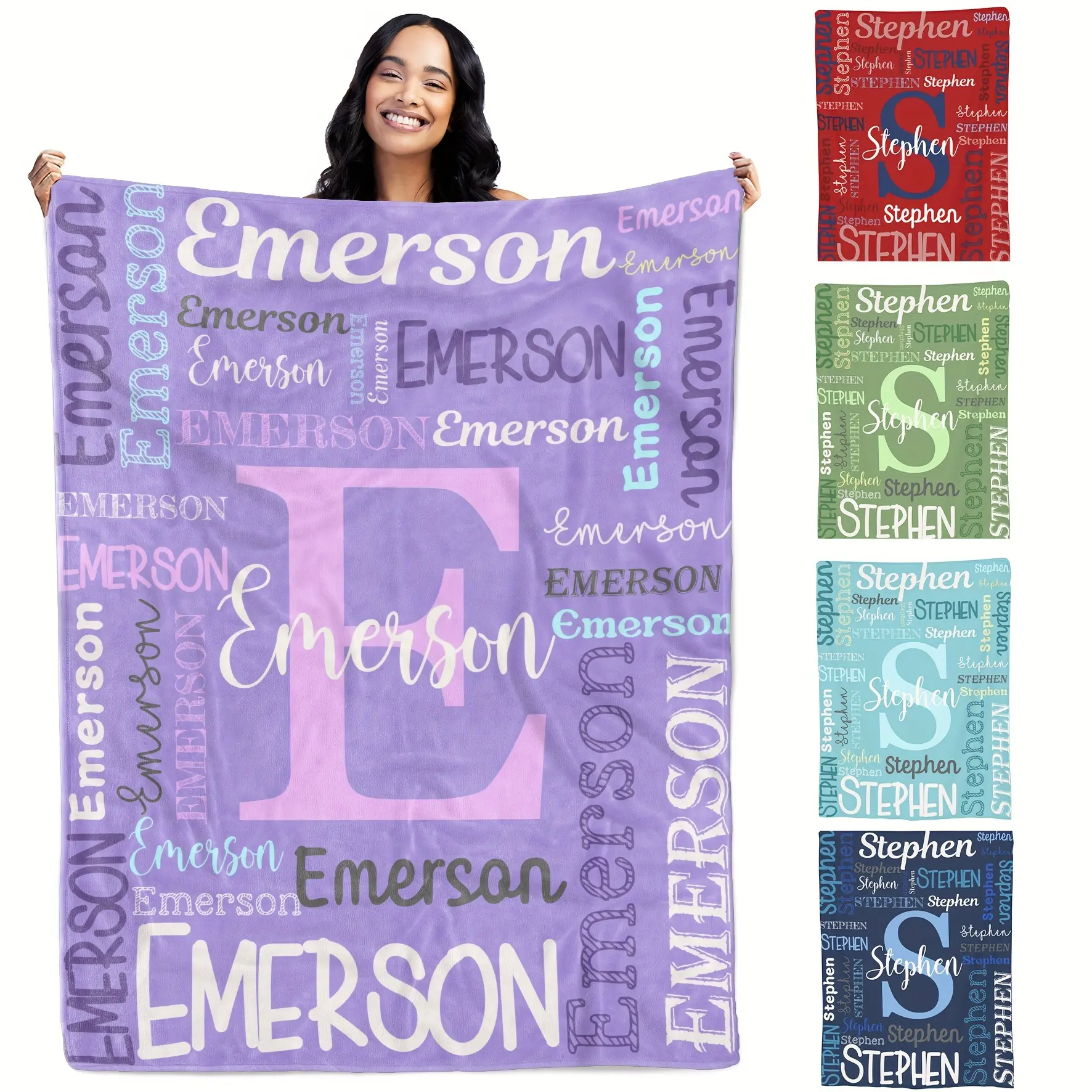 Click "Chat" to contact me and send the desired customized name,Customized Personalized Name Blanket, Name Printed Blanket, Christmas, Birthday And Holiday Gifts