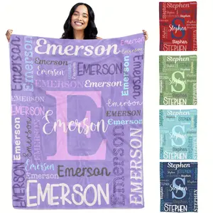 Customized Personalized Name Blanket, Name Printed Blanket, Christmas, Birthday And Holiday Gifts