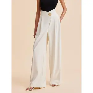 Embellished High-Waist Wide-Leg Pants