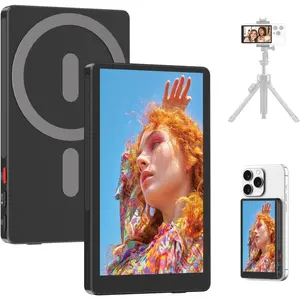 4" Magnetic Phone Vlog Selfie Monitor Screen, 4K Wireless Recording, Phone Selfie Monitor Screen Back Camera Monitor for Selfie Vlog Live Stream TikTok,Compatible with iPhone, Android