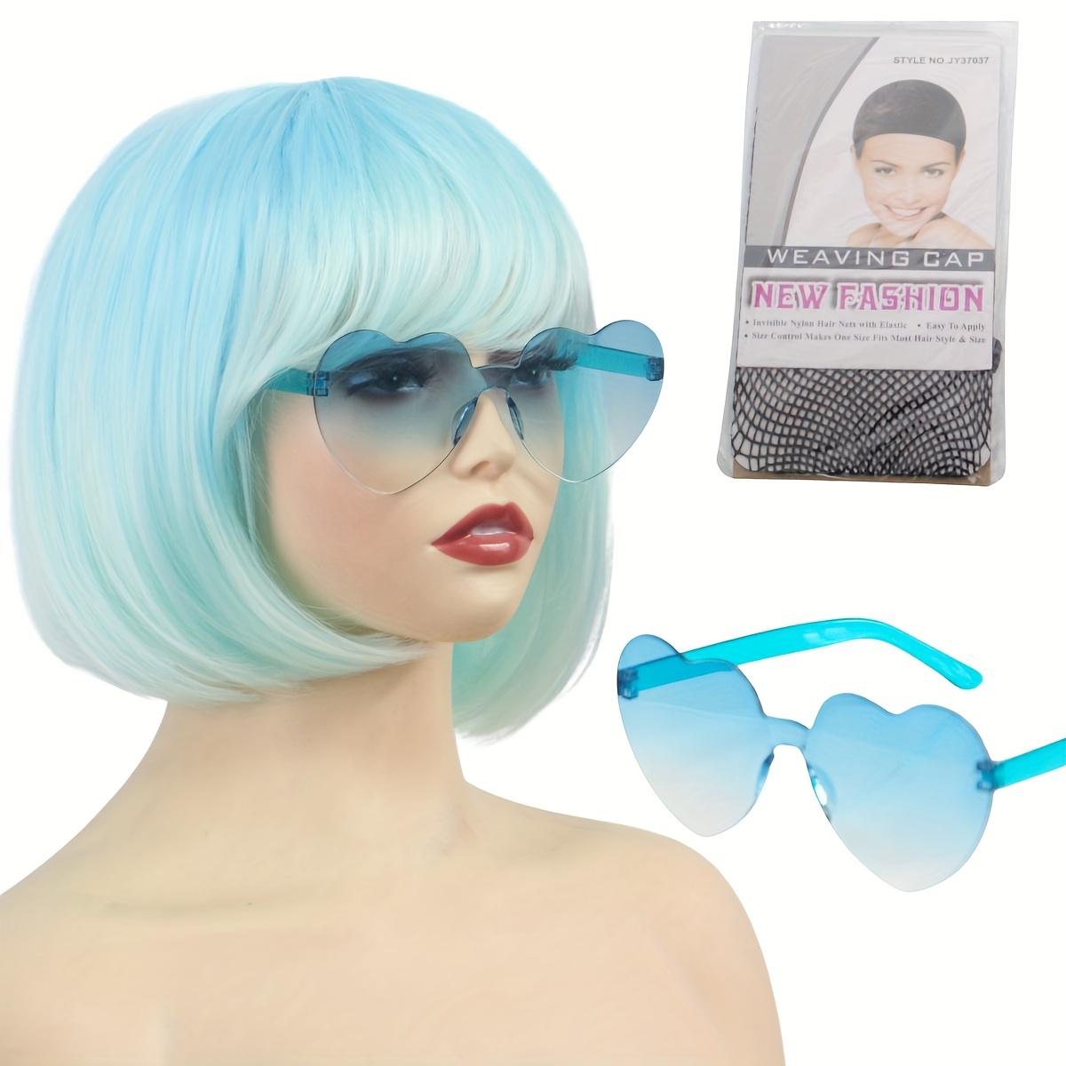 Set of 3 for Women'S 8-Inch Gradient Bob Wig (Includes Glasses, Wig Cap, And Wig)