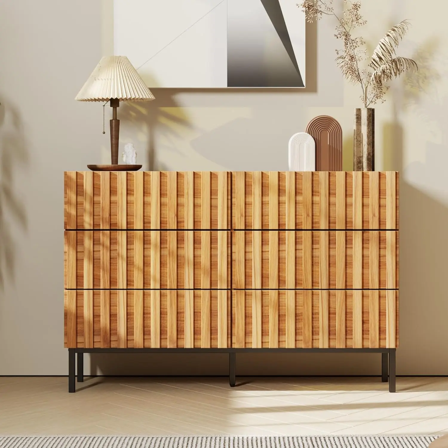 Natural Wood （6 Drawer Dresser）