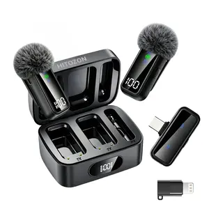 Professional Wireless Lavalier Microphone, Dual-Channel Lapel Mic, LED Display, Noise Cancelling, Ideal for Vlogging, Podcasting, Interviews