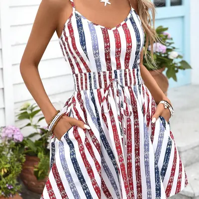 cute red white and blue dresses Ladies Retro Mod Vintage Red White and Blue Dress 18 / Red