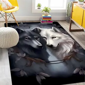 Wolf Pattern Floor Mat, Animal Printed Rug, 1 Count/2 Counts Non-slip Soft Floor Carpet, Decorative Area Rug for Home Living Room Bedroom Study Room, Home Decor
