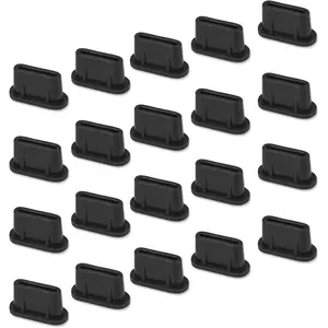 USB C Cover, 20 Pack Type C Anti Dust Plug Charging Port Covers for iPhone 17 16 15 Pro Max, Samsung Galaxy S24, S23, S22, S21, S20,A53, Note 20, Pixel, MacBook, Laptop, All USB C Devices - Black