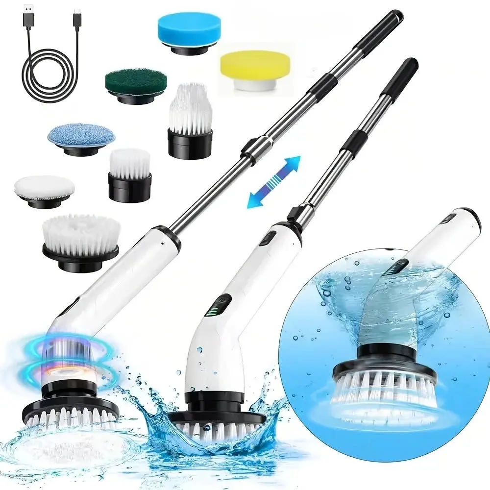 CleanForce™ 9-in-1 Electric Spin Scrubber | Cordless USB Rechargeable Cleaning Brush with Telescopic Handle for Bathroom, Kitchen, Floors & Car