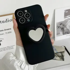 Heart Shaped Phone Case with Holder, Cute Phone Protective Cover, Fashion Shockproof Mobile Phone Accessories Compatible with iPhone Series