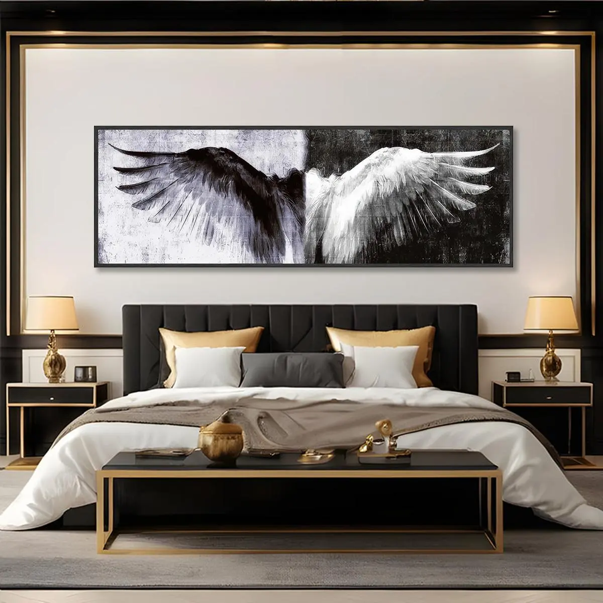 Modern Angel Wings Pattern Canvas Unframed Painting, 1 Count Waterproof Wall Art, Above Bed Wall Decor, Wall Decor for Home Living Room Bedroom Study Room, Decoration Items, Ornaments