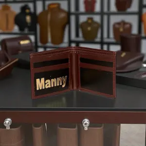 Personalized Handmade Leather Mens Wallet, Engraved Gift for“Send your Name”