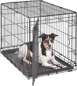 30-Inch iCrate for Medium Breeds, 21-40 lbs, Single Door Folding Dog Crate with Divider Panel, Leak-Proof Tray & Secure Latch, Portable, Durable & Easy to Assemble